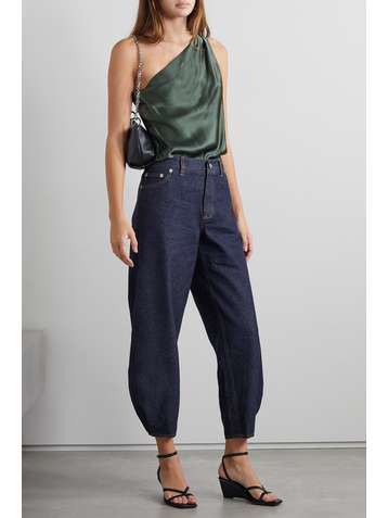 CAMI NYC The Darby one-shoulder silk-charmeuse and stretch-jersey thong bodysuit