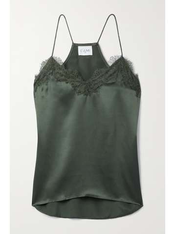 CAMI NYC Lace-trimmed silk-charmeuse camisole