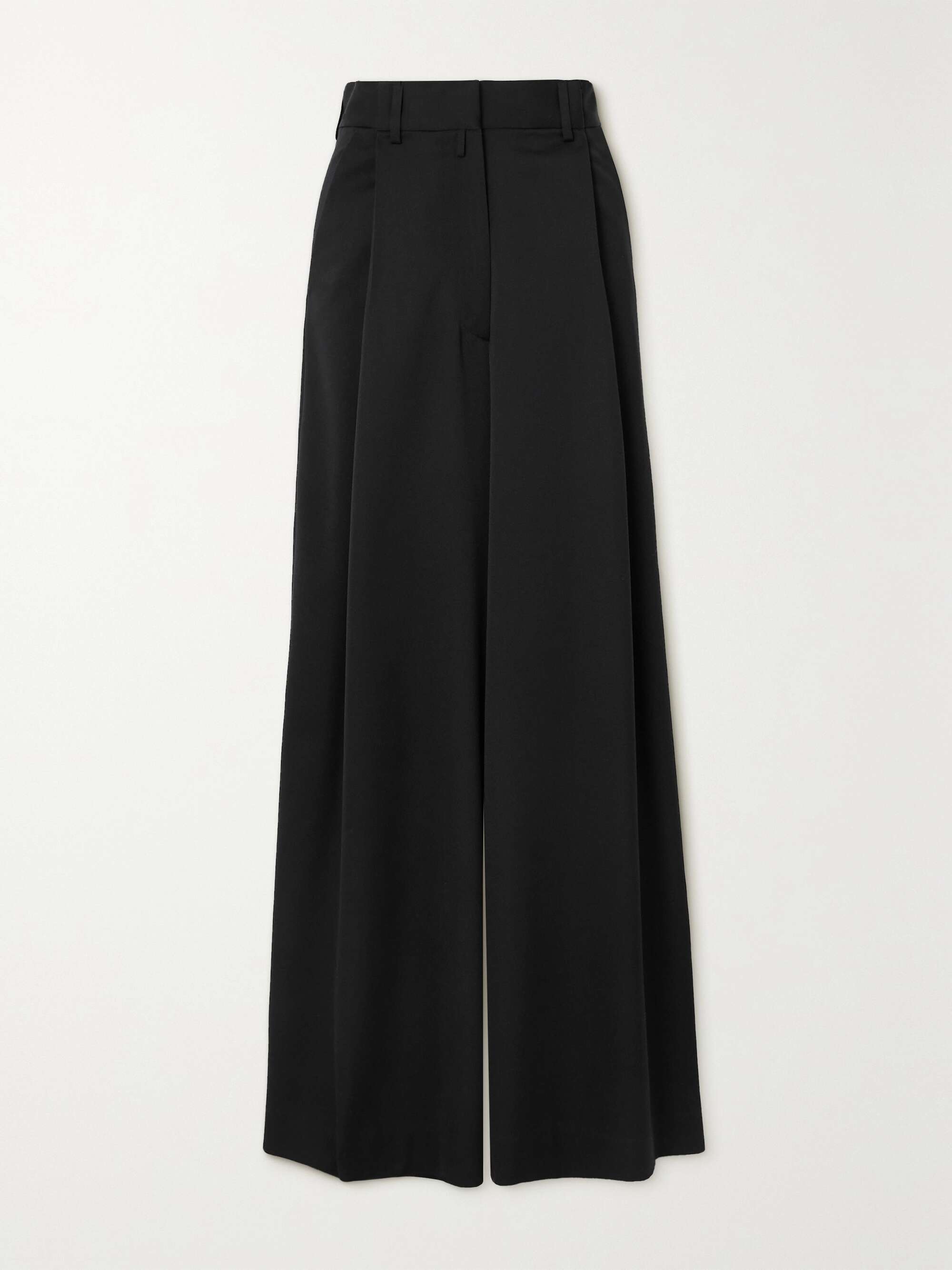 Black Pleated wool wide-leg pants 