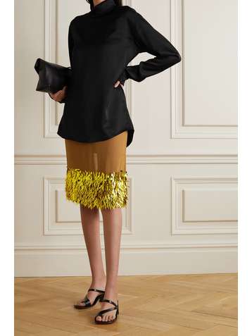 DRIES VAN NOTEN Blouse à col montant en satin Contisy