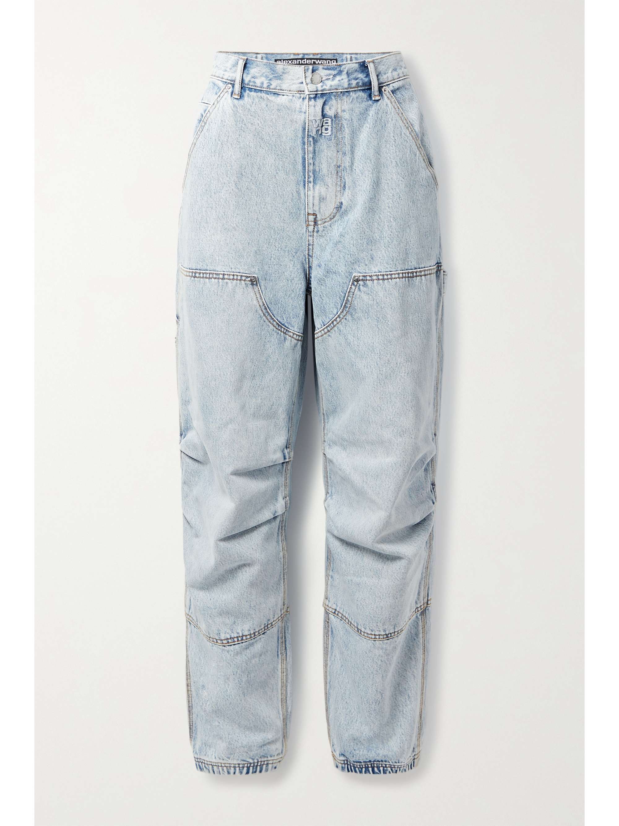 Light denim Paneled mid-rise tapered jeans | ALEXANDER WANG | NET-A-PORTER