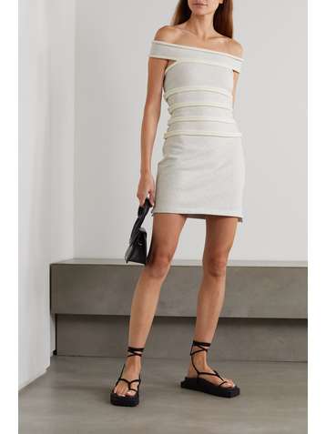 ALEXANDER WANG Off-the-shoulder piped stretch-cotton jersey mini dress