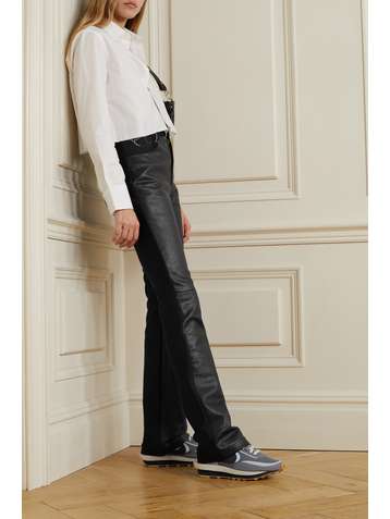 ALEXANDER WANG Pantalon droit en cuir et en jersey stretch