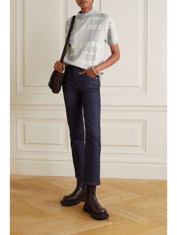 BRUNELLO CUCINELLI Sequin-embellished checked wool, cashmere and silk-blend sweater