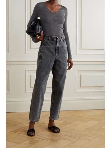 BRUNELLO CUCINELLI Bead-embellished ribbed wool top