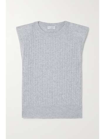 BRUNELLO CUCINELLI Cable-knit cashmere tank