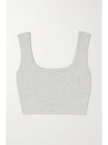 BRUNELLO CUCINELLI Cropped metallic ribbed-knit tank