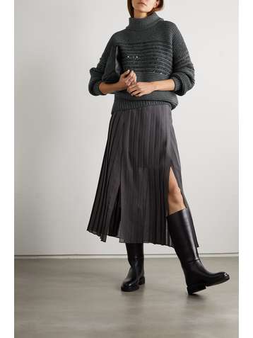 BRUNELLO CUCINELLI Sequin-embellished wool, cashmere and silk-blend turtleneck sweater