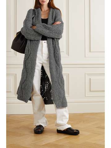 BRUNELLO CUCINELLI Belted pointelle-knit alpaca-blend cardigan