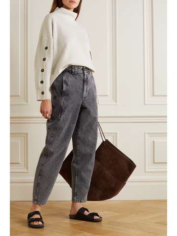 BRUNELLO CUCINELLI Button-detailed ribbed cashmere turtleneck sweater