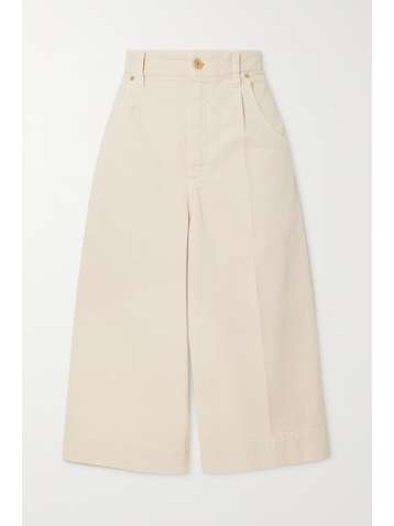 BRUNELLO CUCINELLI Bead-embellished pleated denim shorts