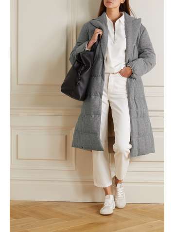 BRUNELLO CUCINELLI Belted quilted cashmere down coat