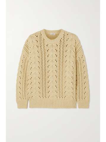 BRUNELLO CUCINELLI Sequin-embellished cable-knit cashmere and silk-blend sweater