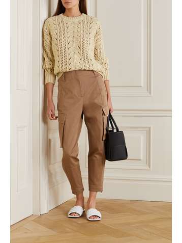 BRUNELLO CUCINELLI Sequin-embellished cable-knit cashmere and silk-blend sweater