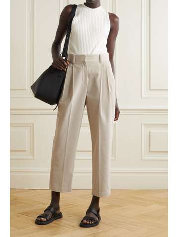 BRUNELLO CUCINELLI Pleated cotton-corduroy straight-leg pants