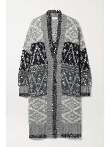 BRUNELLO CUCINELLI Sequin-embellished jacquard-knit cardigan