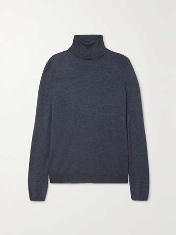 BRUNELLO CUCINELLI Metallic cashmere-blend turtleneck sweater