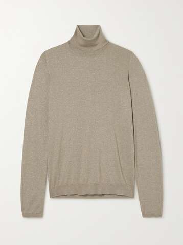 BRUNELLO CUCINELLI Metallic cashmere-blend turtleneck sweater