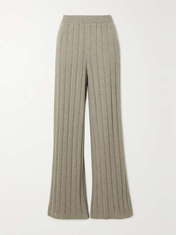 LORO PIANA Ribbed cashmere wide-leg pants