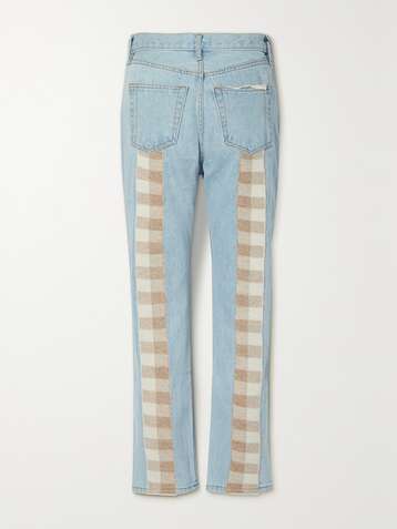 STILL HERE Tate checked wool-trimmed high-rise straight-leg jeans