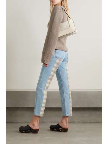STILL HERE Tate checked wool-trimmed high-rise straight-leg jeans