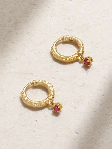 OCTAVIA ELIZABETH Boucles d'oreilles en or 18 carats (750/1000) recyclé et rubis Micro Gabby - NET SUSTAIN