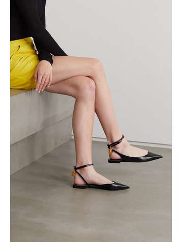 TOM FORD Padlock flache Schuhe aus Leder mit Verzierung
