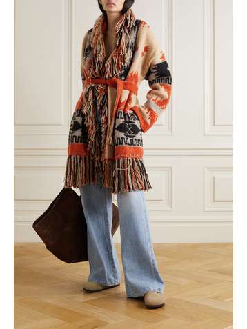 ALANUI Cardigan en jacquard de cachemire mélangé à franges