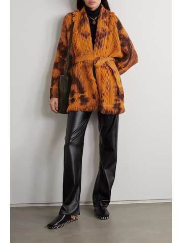 ALANUI Piedras Rojas belted fringed tie-dyed cable-knit wool cardigan