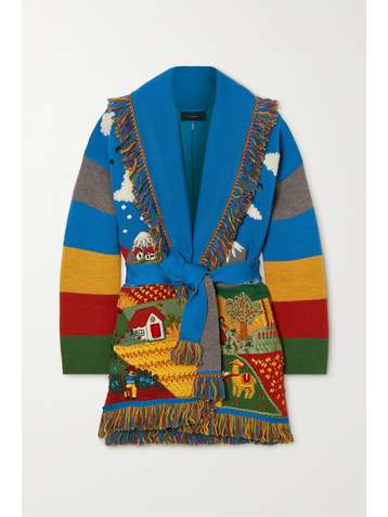 ALANUI Land Of Dreams belted fringed embellished jacquard-knit wool cardigan