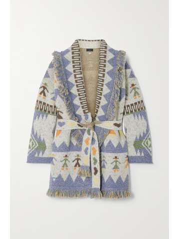 ALANUI Cardigan en jacquard de cachemire mélangé à franges Love Each Other