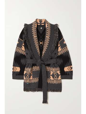 ALANUI Cardigan en cachemire mélangé à mailles jacquard et à franges Icon