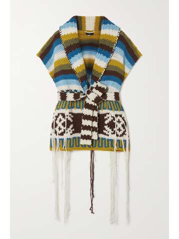 ALANUI Pull sans manches en laine intarsia à ceinture Colours of South America