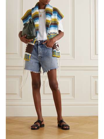 ALANUI Pull sans manches en laine intarsia à ceinture Colours of South America