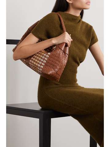 SERAPIAN Secret Tote aus geflochtenem Leder mit Metallic-Details