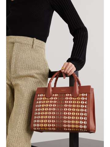 SERAPIAN Lorelei geflochtene Tote aus Metallic-Leder