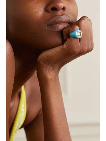 EMILY P. WHEELER + NET SUSTAIN Chubby recycled 18-karat gold, chrysoberyl, turquoise and diamond ring