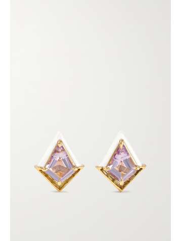 EMILY P. WHEELER + NET SUSTAIN Twinkle 18-karat recycled gold, enamel, amethyst and quartz earrings
