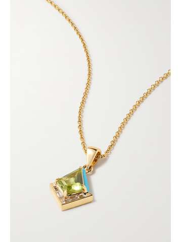EMILY P. WHEELER + NET SUSTAIN Twinkle 18-karat recycled gold, enamel, diamond and peridot necklace