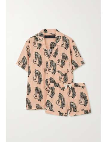 DESMOND & DEMPSEY Cuban Pyjama aus bedrucktem Leinen