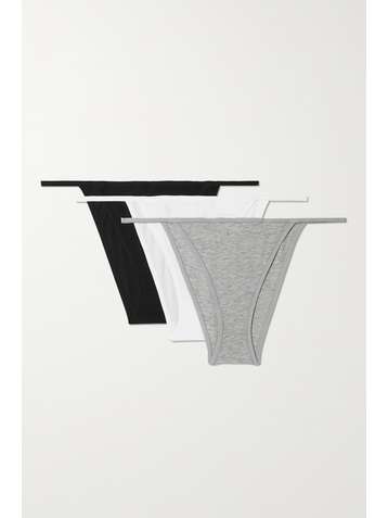 SKIN + NET SUSTAIN Galila set of three stretch organic Pima cotton-jersey briefs