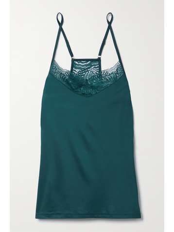 HANRO Lucy Top aus Stretch-Satin mit Spitzenbesätzen
