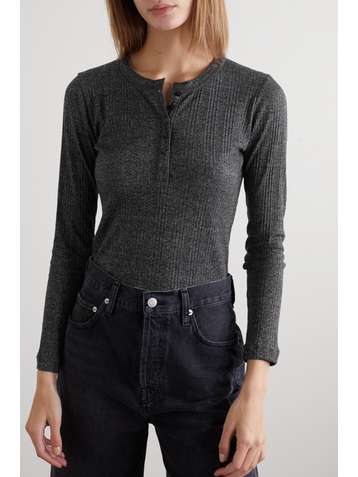LESET Mari ribbed-knit top