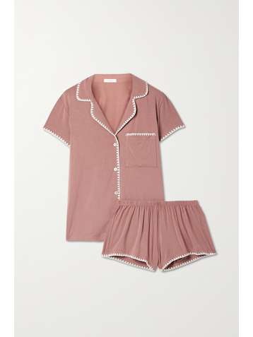 EBERJEY Frida whipstitched stretch-modal jersey pajama set