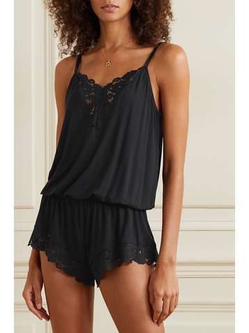 EBERJEY Naya Playsuit aus Stretch-Modal mit Spitzeneinsätzen