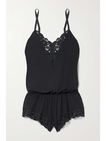 EBERJEY Naya Playsuit aus Stretch-Modal mit Spitzeneinsätzen