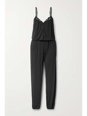 EBERJEY Naya Jumpsuit aus Stretch-Modal mit Spitzenbesätzen