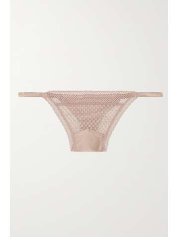 ELSE Bella String aus Stretch-Mesh mit Satinbesätzen