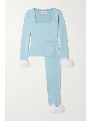 SLEEPER Haut et legging en jersey recyclé à finitions en plumes The Weekend Chic