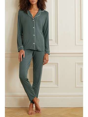 EBERJEY Gisele piped stretch-modal pajama set